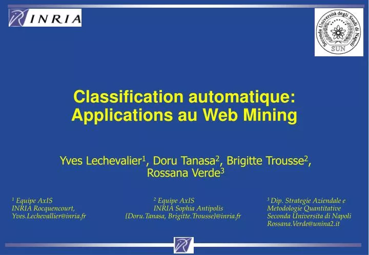 classification automatique applications au web mining