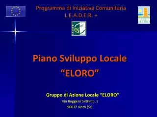 programma di iniziativa comunitaria l e a d e r