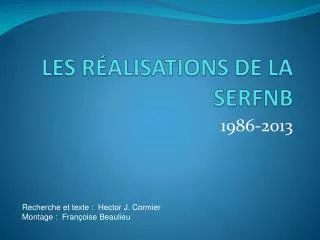 les r alisations de la serfnb