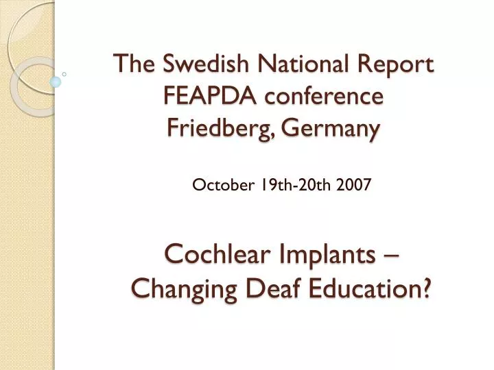 the swedish national report feapda conference friedberg germany