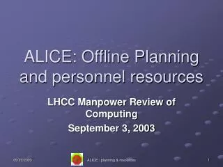 ALICE: Offline Planning and personnel resources