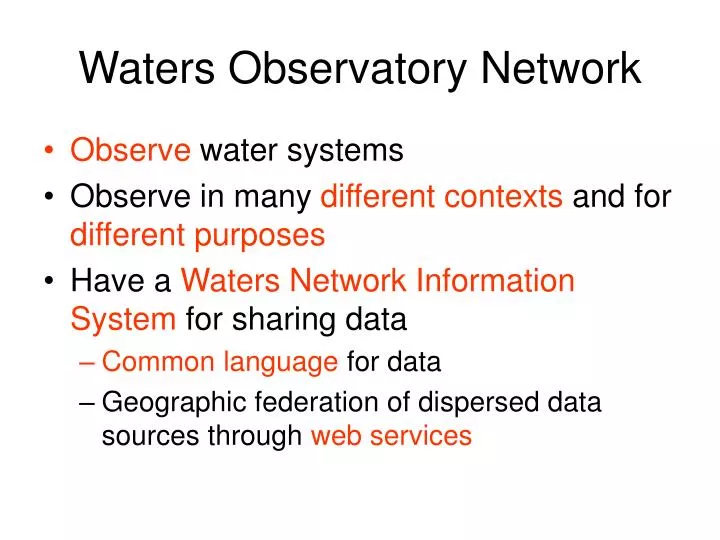 waters observatory network