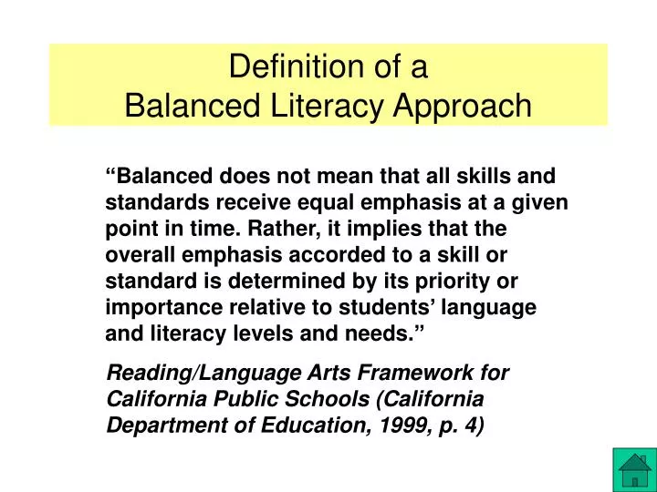 definition of a balanced literacy approach