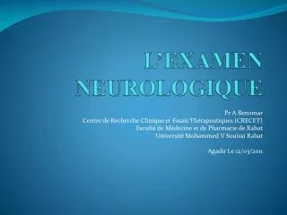 l examen neurologique