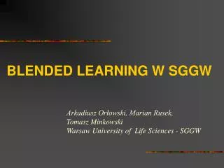 BLENDED LEARNING W SGGW
