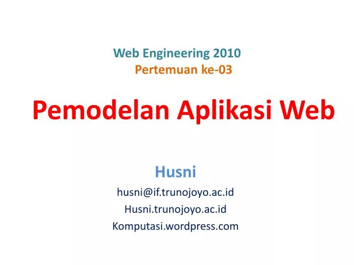 web engineering 2010 pertemuan ke 03 pemodelan aplikasi web