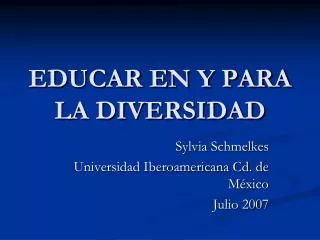 educar en y para la diversidad