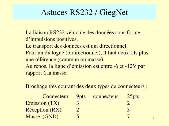 astuces rs232 giegnet