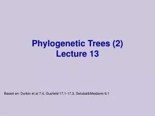 Phylogenetic Trees (2) Lecture 13