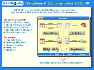 Telephone &amp; Exchange Tester ETET 30