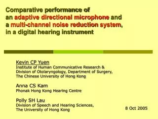 Kevin CP Yuen Institute of Human Communicative Research &amp;