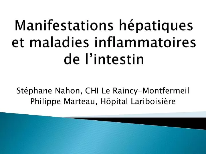 manifestations h patiques et maladies inflammatoires de l intestin