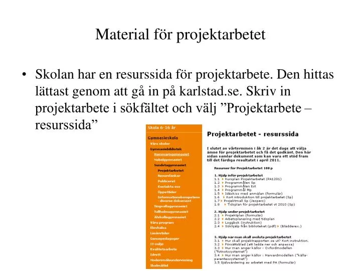 material f r projektarbetet