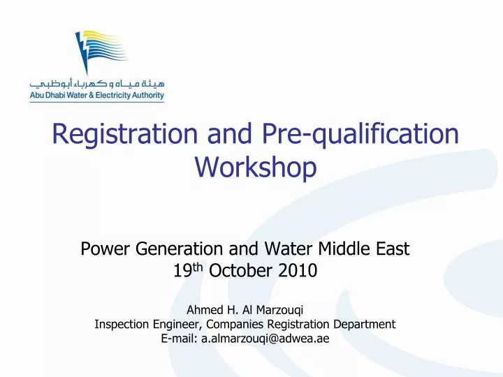 registration and pre qualification workshop
