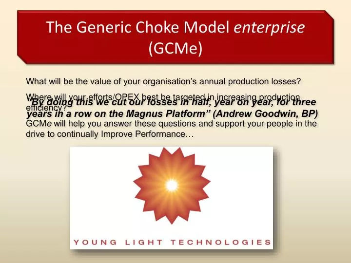 the generic choke model enterprise gcme
