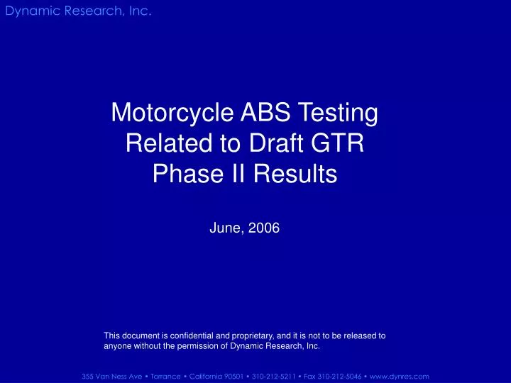 motorcycle abs testing related to draft gtr phase ii results june 2006