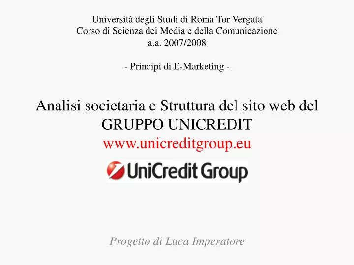 analisi societaria e struttura del sito web del gruppo unicredit www unicreditgroup eu
