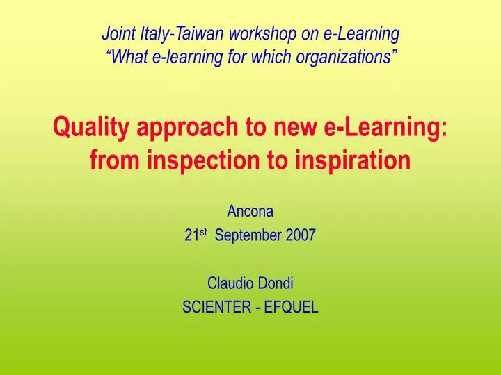 quality approach to new e learning from inspection to inspiration