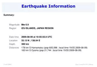 Earthquake Information