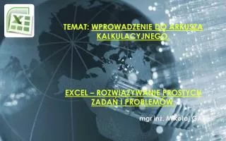 temat wprowadzenie do arkusza kalkulacyjnego excel rozwi zywanie prostych zada i problem w