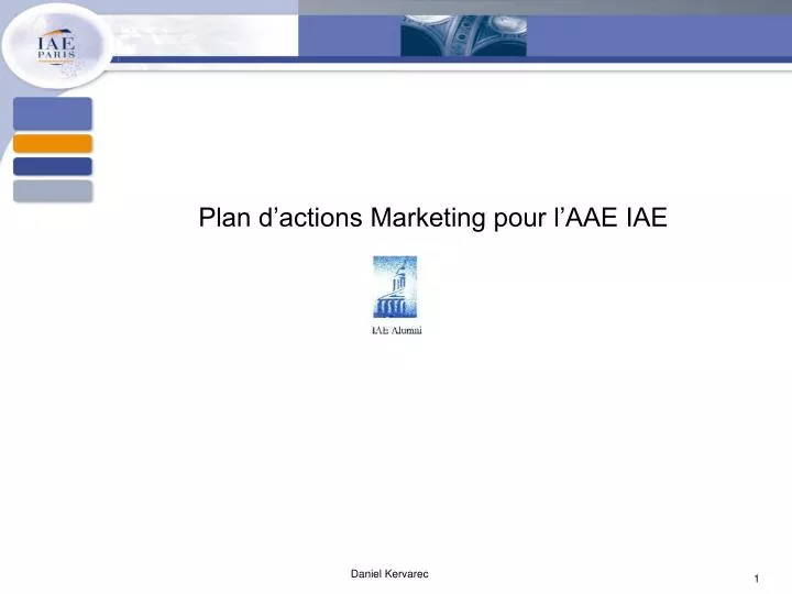 plan d actions marketing pour l aae iae