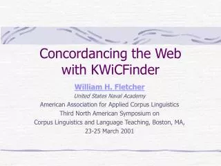 Concordancing the Web with KWiCFinder