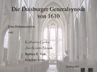 die duisburger generalsynode von 1610