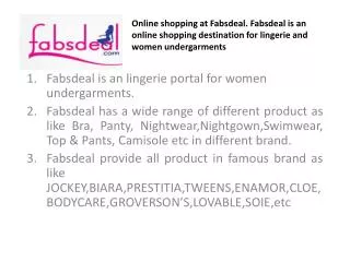 Buy bra online at fabsdeal.fabsdeal is an online shopping