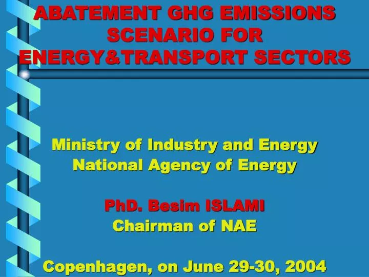 abatement ghg emissions scenario for energy transport sectors