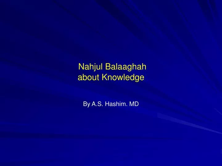 nahjul balaaghah about knowledge