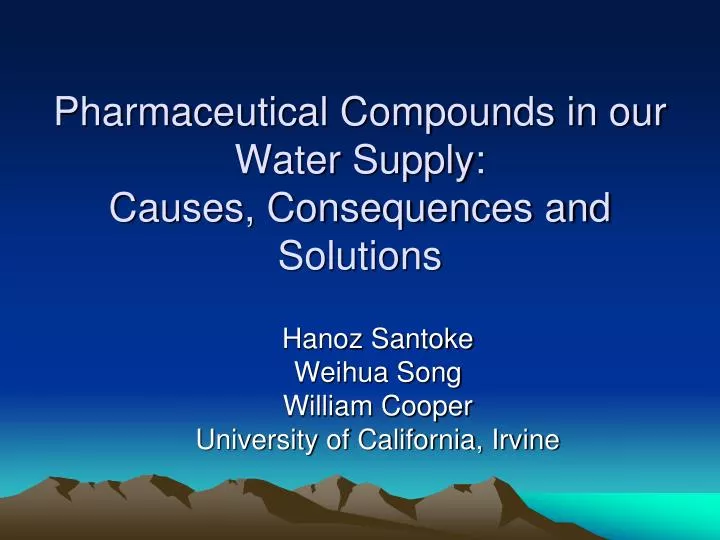 pharmaceutical compounds in our water supply causes consequences and solutions