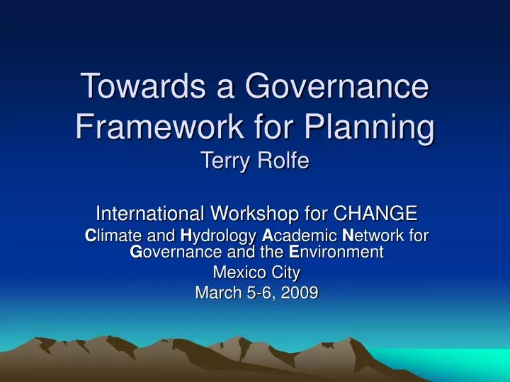 towards a governance framework for planning terry rolfe