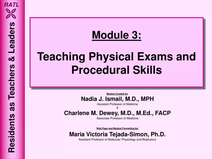module 3 teaching physical exams and procedural skills