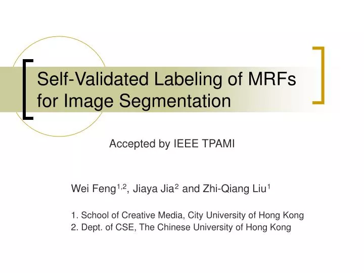 self validated labeling of mrfs for image segmentation
