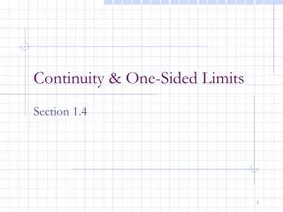 Continuity &amp; One-Sided Limits