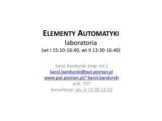 elementy automatyki laboratoria wt i 15 10 16 40 wt ii 13 30 16 40