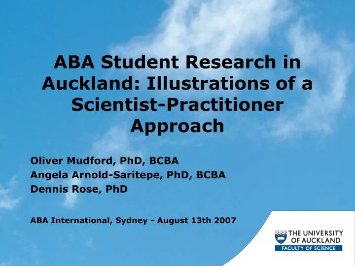 aba student research in auckland illustrations of a scientist practitioner approach