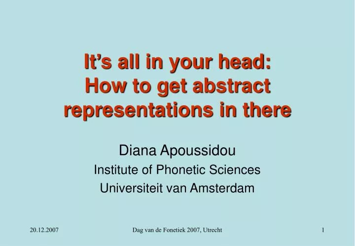it s all in your head how to get abstract representations in there