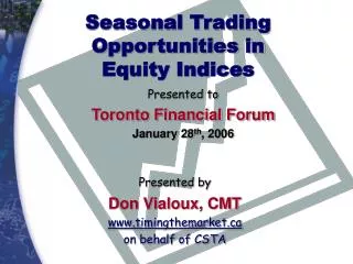 Seasonal Trading Opportunities in Equity Indices