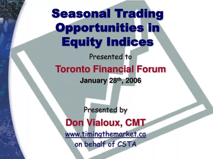 seasonal trading opportunities in equity indices