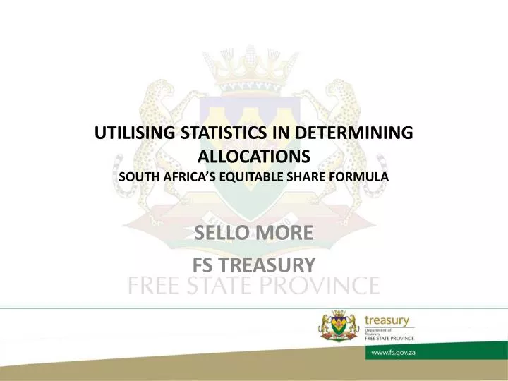 utilising statistics in determining allocations south africa s equitable share formula