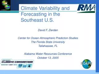 Climate Variability and Forecasting in the Southeast U.S.