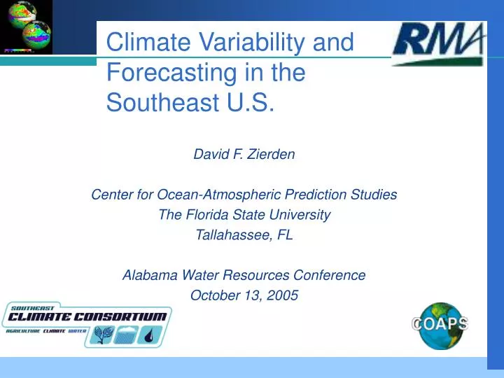 climate variability and forecasting in the southeast u s