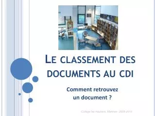 le classement des documents au cdi