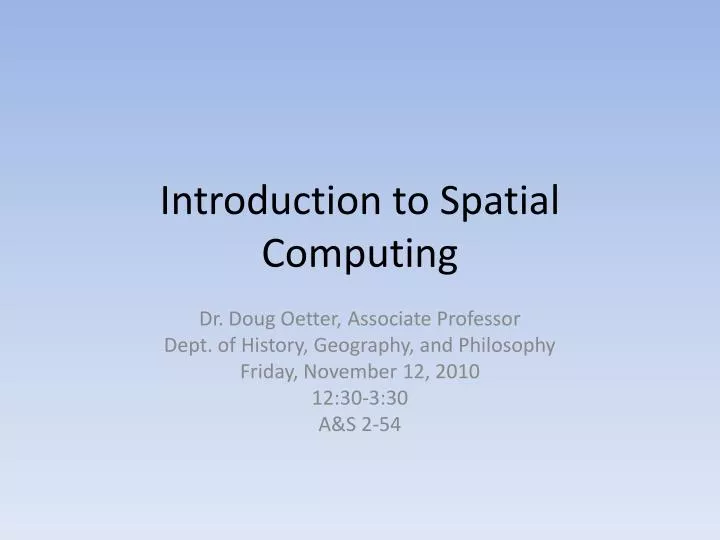 introduction to spatial computing