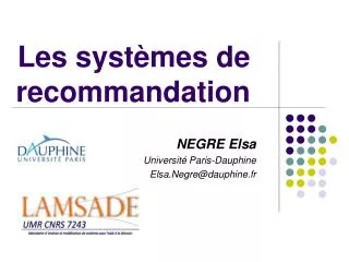 les syst mes de recommandation