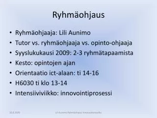 ryhm ohjaus