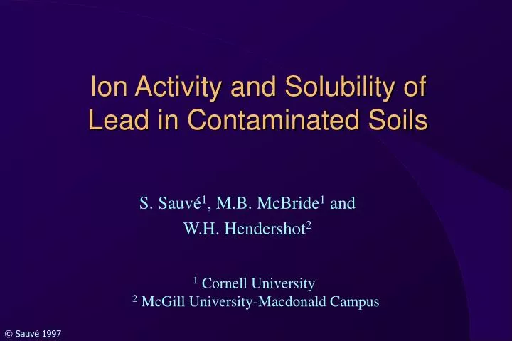 ion activity and solubility of lead in contaminated soils