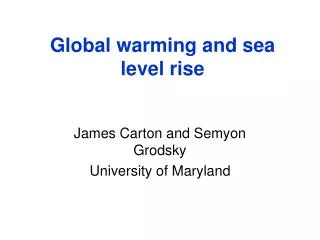 Global warming and sea level rise