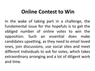Online Contests to win